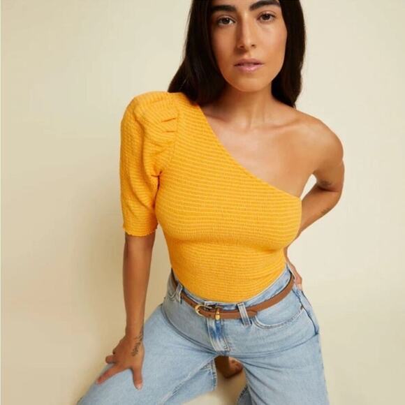 Nation LTD Kirstie Smocked One Shoulder Top Sz XS - Picture 1 of 8